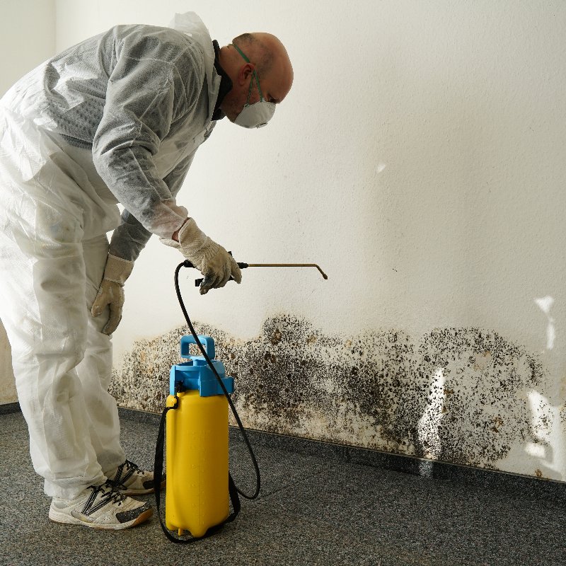 worker providing mold removal services